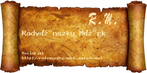 Radvánszky Márk névjegykártya